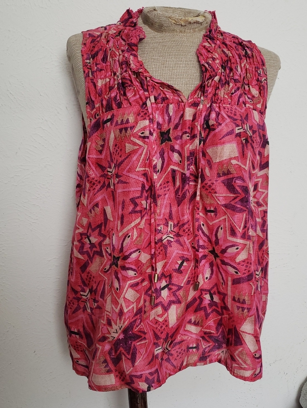 RARE!!! CHUFY SILK PRINT RUCHED CAMISOLE SZ S